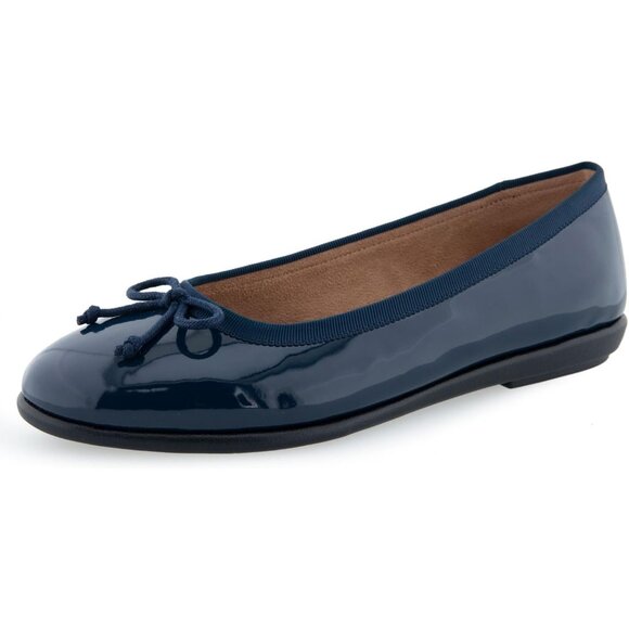 Aerosoles Women Blk Pat Pu Synthetic Polyurethane Closed Slip On Ballet Flat - Picture 1 of 10